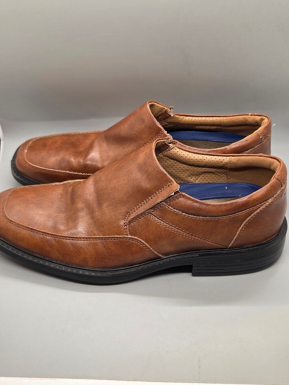 BORELLI " BROADWAY " COGNAC BROWN LEATHER CASUAL LOAFERS SHOES MENS SIZE  8M